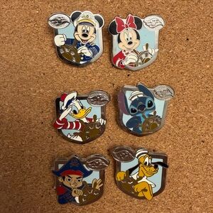 Authentic Disney DCL Cruise Lines Complete Set of Six Pins